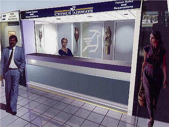 Cyprus Airways Desk, Heathrow Airport, England